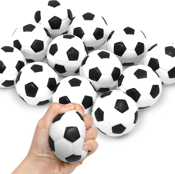 NOVELTY PLACE Stress Balls Squeeze Football - Soft Foam Sponge Balls Grip Strength Training, Relaxation Gadgets, Fidget Toys, Party Favors for Adults & Kids (12 Pack)