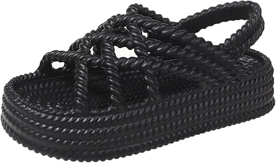 Sandals Summer Comfortable And Wear-Resistant Thick-Soled Beach Casual Sandals For Women Heel Sandals-Black-35-36