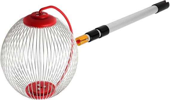 Telescopic Nut & Fruit Picker Roller, Adjustable 48-127cm Garden Pick-Up Tool with Steel Wire Collection Basket, Lightweight Aluminium Fruit Collector for Nuts, Golf Balls & Small Fruits
