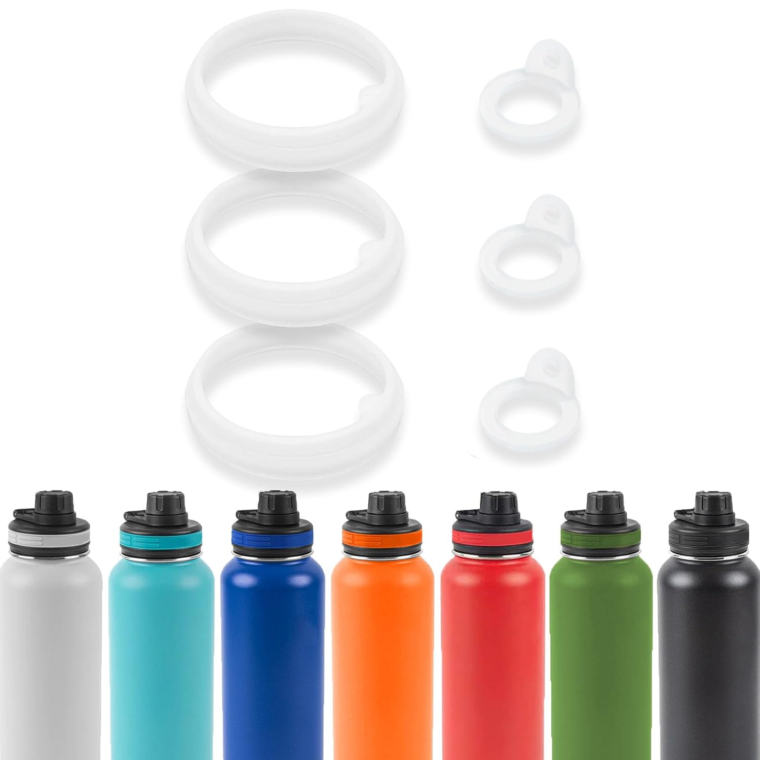 BOSORIO 4 Pack Gaskets Compatible with ThermoFlask 16oz 18oz 24oz 32oz 40oz Water Bottle with Straw Lid, Replacement O Ring Rubber Seals Part（Not for Chug Lid）