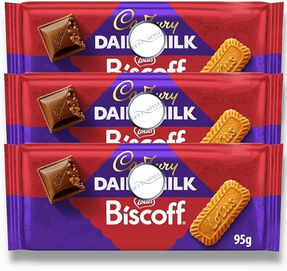 3x 95g Milk Biscoff Chocolate Bar, Creamy Milk Chocolate with Crunchy Caramelised Biscuit Pieces, Unique Flavour Combo – Bundled by GetInStyle Shop