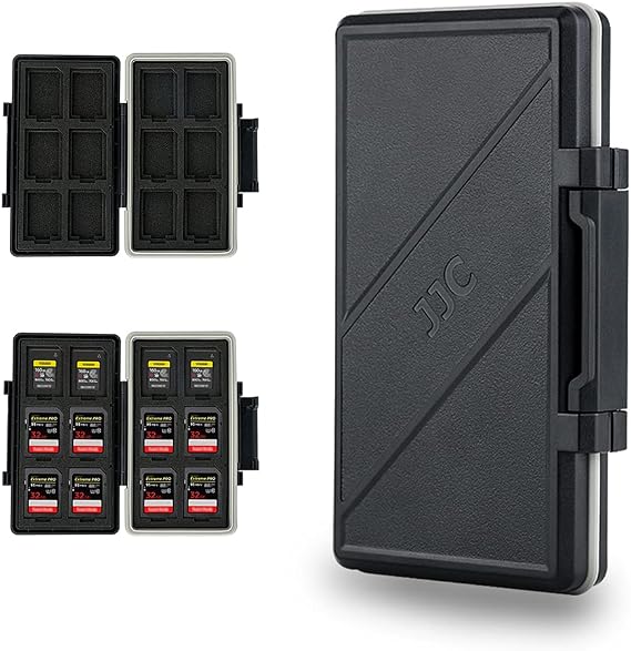 JJC 24 SD Card Slots, Water Resistant, Carrying Case for 12 SD SDHC SDXC Cards + 12 CFexpress Type A Cards