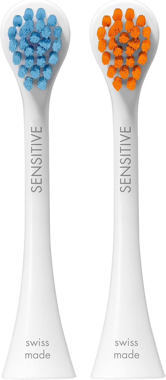 Curaprox Hydrosonic Sensitive Brush Heads, Blue-Orange, Made in Switzerland