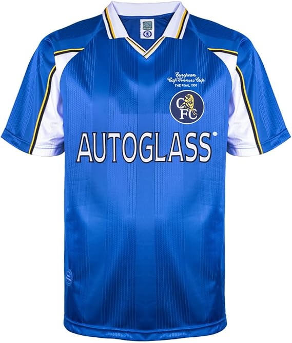 Score Draw Chelsea 1998 ECWC Final Retro Football Shirt Blue XS Polyester