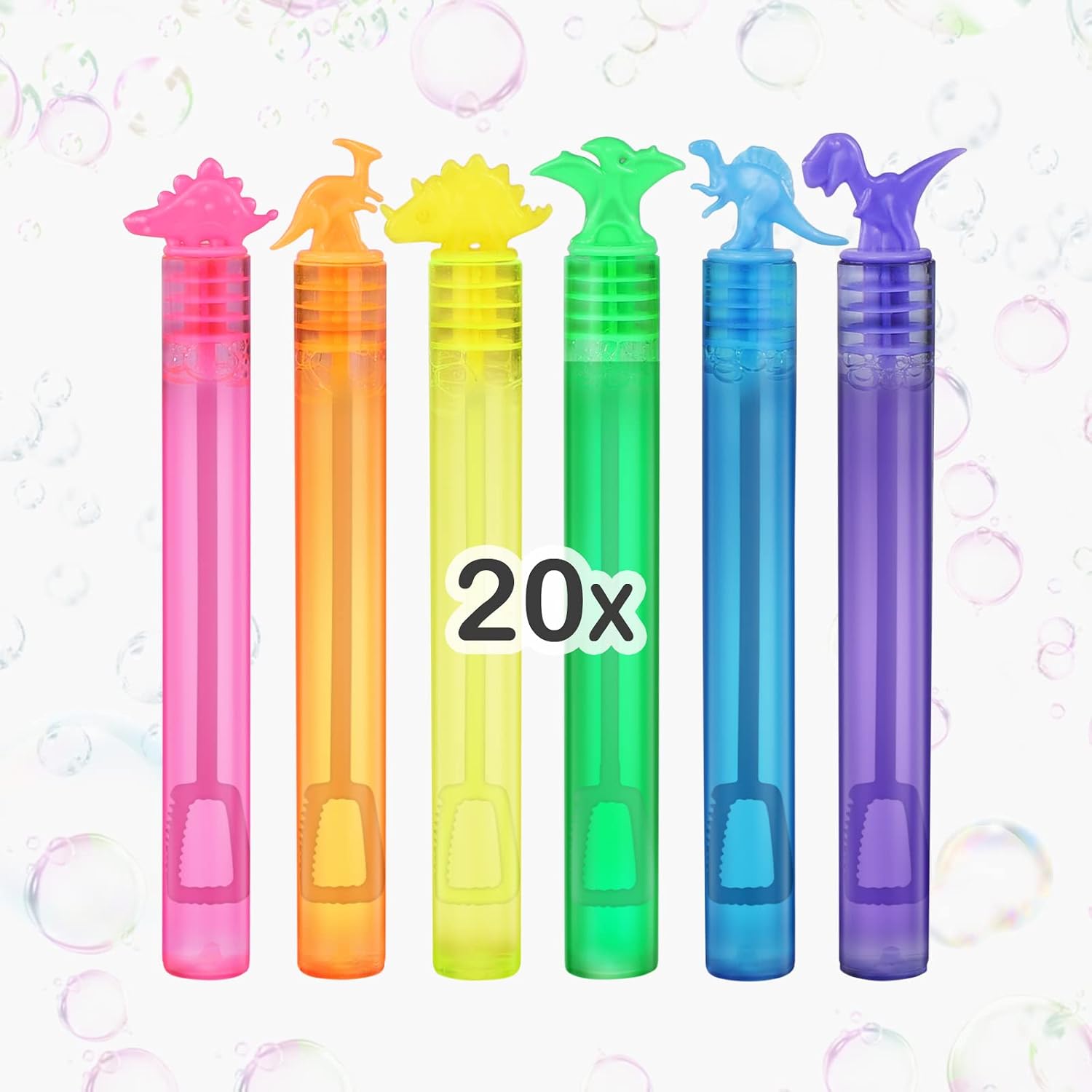 YouCute 20 Packs Mini Bubbles Dinosaur Bubbles With Bubble Wand Bottles Birthday Bubble Solution Blowers For Kids Children Party Supply Summer Outdoor Toys, Assorted 6633