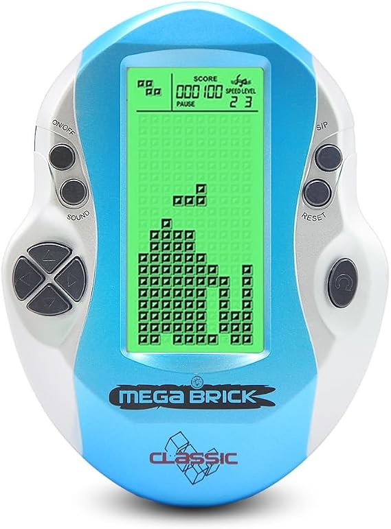 Creative Block Game console Adjustable Green Backlight 26 Brick Games Tank Battle/Racing Kid's Electronic Game Puzzle Retro Handheld Portable Game Machine Toys Children/Festival Gifts (Blue)