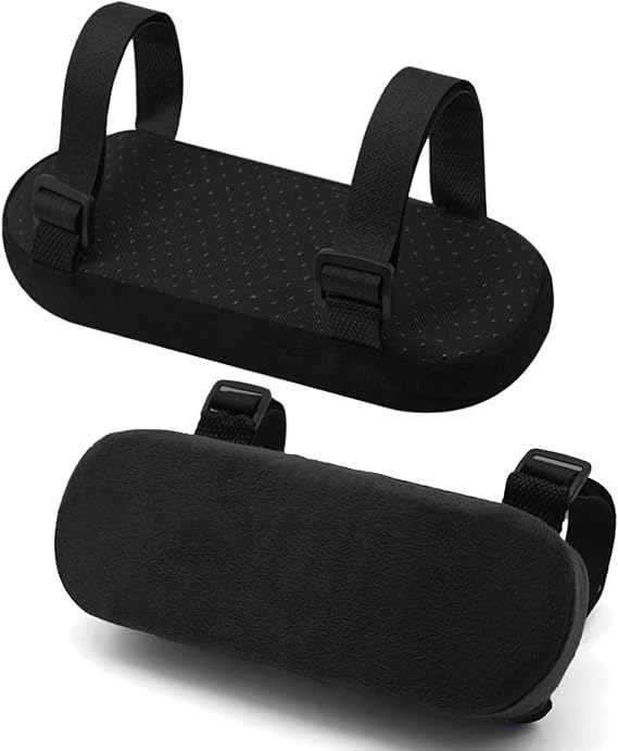 DAWRIS Thick Office Chair Arm Pads, Ergonomic Armrest Pads, Comfy Gaming Chair Arm Rest Covers, Memory Foam Arm Rest for Desk, Elbow Support Cushion- Set of 2 Arm Cushion for Office Chair,Black
