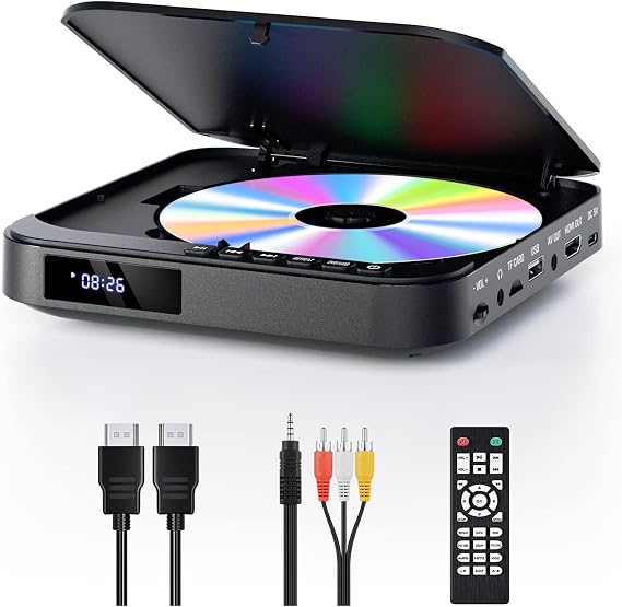 Mini DVD Player 1080P Support FELEMAN DVD/CD Playback Only Model Region Free CPRM Compatible, Plays Recorded Programs and Terrestrial Digital Broadcasts, USB/TF Card Playback, Connects to TV/Projector