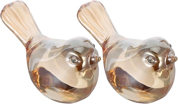 Crystal Bird Statues 2pcs Glass Figurines Artistic Elegance Home Accents Suitable for Bedroom Farmhouse Coffee Table and Cabinet