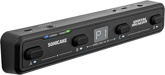 SONICAKE Pocket Control Wireless MIDI Foot Controller 4 Programmable