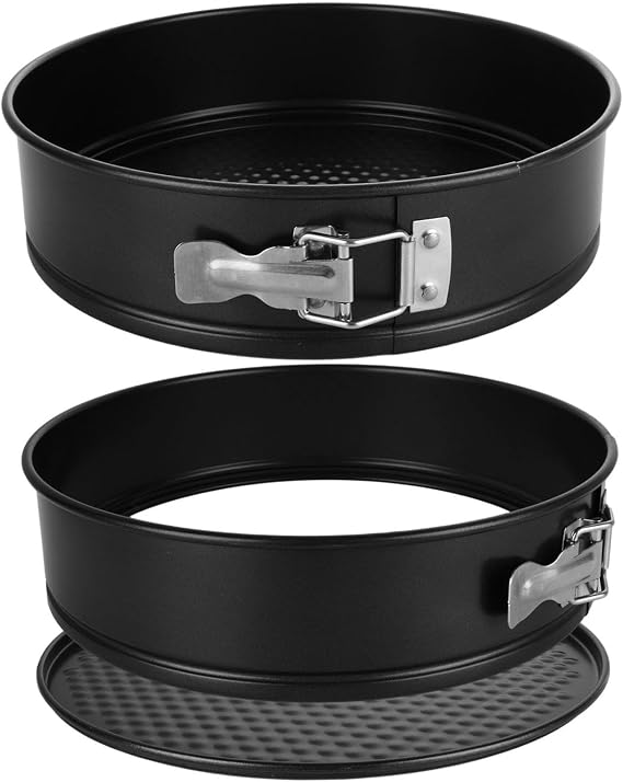 2Pcs Springform Cake Tins, 26cm 10 Inch Non Stick Cheesecake Tin with Loose Base, Carbon Steel Cake Tins Round Spring Form Pan for Baking Cheesecakes Pie Quiches