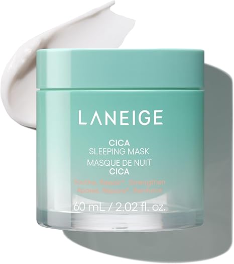 LANEIGE Cica Sleeping Mask, Korean Overnight Face Mask with Centella Repair Complex™ & Forest Yeast, Rich Balm-Cream for Sensitive Skin, Moisture Barrier Care, 60ml