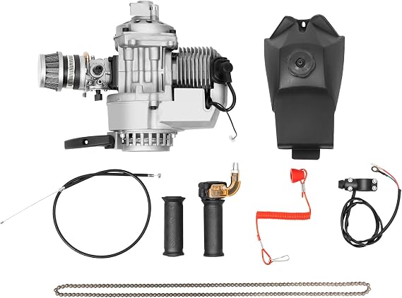 49CC 2 Stroke Motorcycle Engine Kit with Fuel Tank, 3 HP Mini Moto Carburetor Air Filter Replacement Kit, Single Cylinder, Air-Cooling for ATV, Mini Dirt Bike, Pocket Bike, Beach Bike