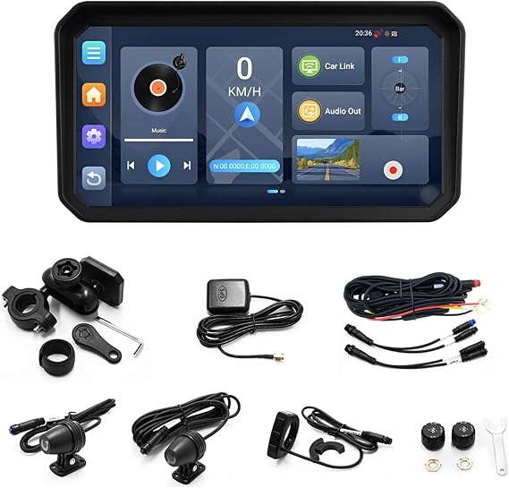 Wireless Car Play Android Auto Precision GPS Motorcycle Dual Dash Cam And Dashboard Display Screen Easy To 6 Portable 464G Andiord12 4G Wifi