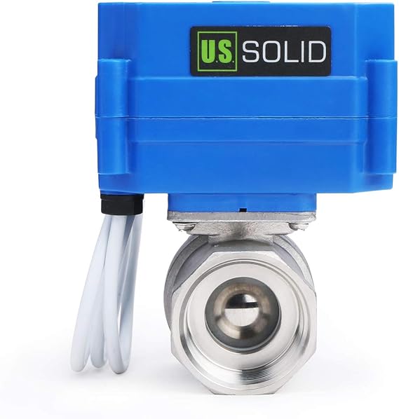 U.S. Solid 1" Motorized Valve 9-24V AC/DC 2 Way Stainless Steel Electric Ball Valve Normally Closed (NC), 3 Wire Configuration