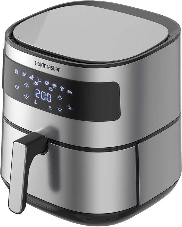 GoldMaster Premio 2000 Watt Yüksek Güç 6,4 Litre Inox Geniş Xxl Dokunmatik Airfryer Yağsız Sıcak Hava Fritözü GM-7482