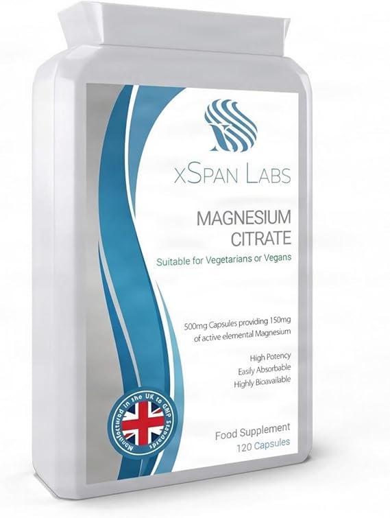 Magnesium Citrate 500mg - 120 Capsules - Providing 150mg