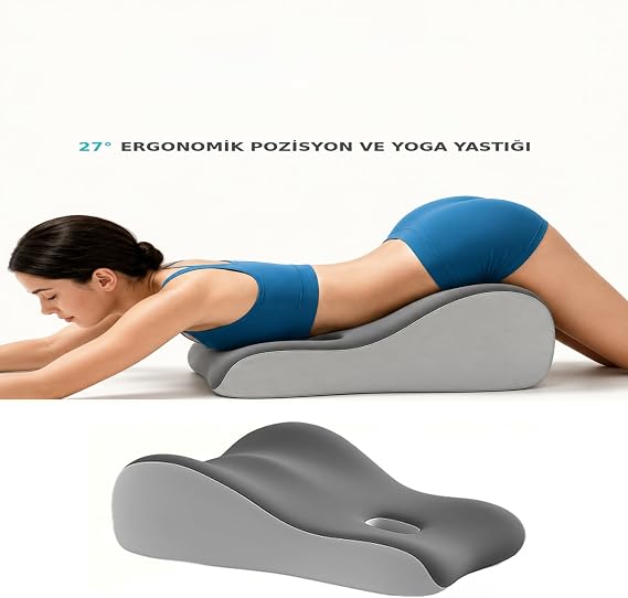 Viscora Premium 27° Kama Şeklinde Ergonomik Pozisyon Yastığı – Yatak, Kanepe, Yoga, Bel ve Sırt Desteği