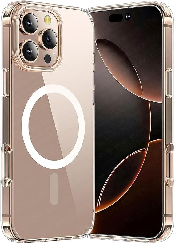 Coverzone İphone 16 Pro İle Uyumlu Yüksek Kalite Kablosuz Şarj Özellikli Silikon Telefon Kılıfı Şeffaf, Wireless Magsafe ile uyumlu Silikon Kapak Şeffaf