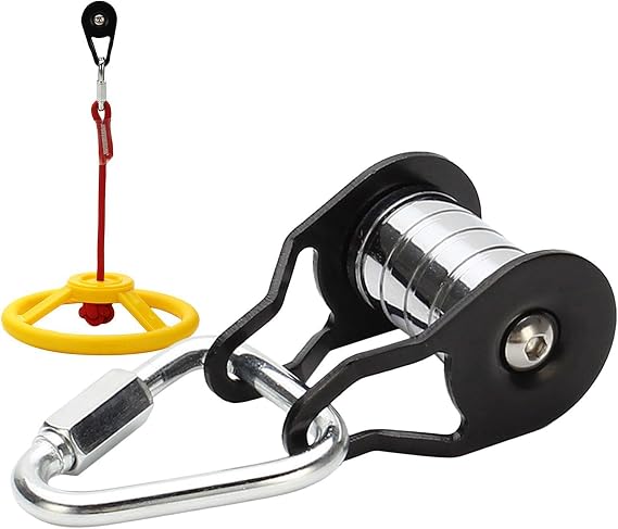 Slack Line Pulley | 5 Rollers 400 Lbs Capacity Playground Equipment - Metal Slack Line Cslider - for Kids Boys Girls Outdoors Garden Park Lawns