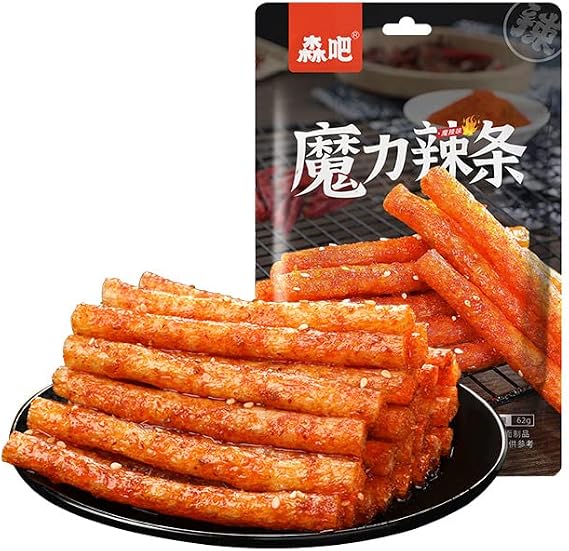 Spicy Strips Chinese Snack (62G/Bag) of Handmade Spicy Strips, La Tiao,Vegetarian Spicy Strip, Konjac Lataio Spicy Strips Latio,Casual Snacks Spicy Jindao Spicy Strips (Hot Strip,1 bag)