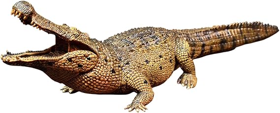 Crocodile Figure, Movable, Opening and Closing Mouth, Approx. 14.6 inches (37 cm), Large, Made of PVC, Antique, Extincted Animals, Diorama, Gift