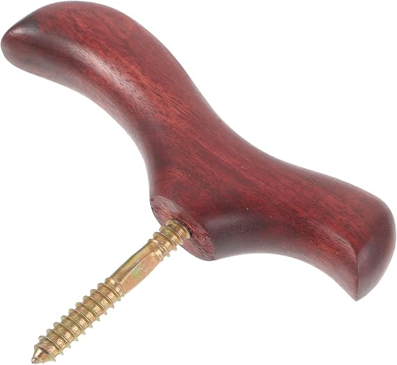 Solid Wood Cane Handle Replacement with Screw, Brown Ergonomic Grip