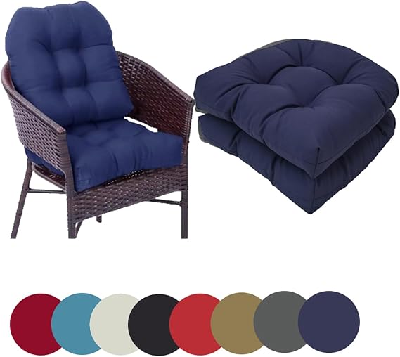 Waterproof U Shaped Patio Chair Cushions 19”X19” Outdoor Indoor Chair Cushions Set of 2 Furniture Replacement Cushions for Patio Garden(Blue1)