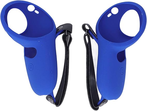 2PCS Touch Controller Grip Cover for Meta Pro, VR Controller Grip Protector, Silicone VR Controller Cover with Knuckle Straps, Adjustable Design for Enhanced Gaming Comfort a (Blue)