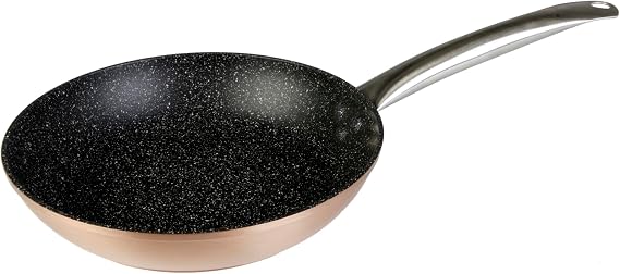 WECOOK! Professional Forged Aluminium Frying Pan 11 Inches, Induction, Non-Stick PFOA Free, 0.3 cm Thick, Stainless Steel Handle, Copper Colour, Suitable for All Kitchens, Ceramic, Gas, Oven