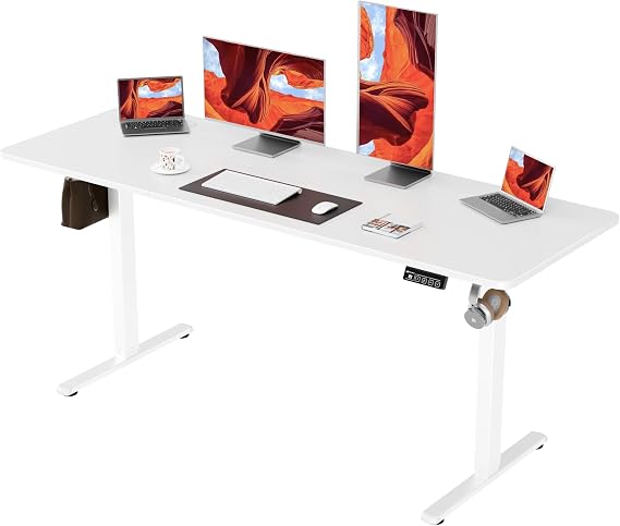ERGOMAKE Electric Standing Desk 170x60cm, 2 Memory Presets, White