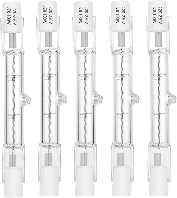 100W R7S Halogen Light Bulbs J Type Linear 78MM Double Ended Floodlight Bulbs 230V 1000LM Dimmable, Warm White, Pack of 5 [Energy Class G]