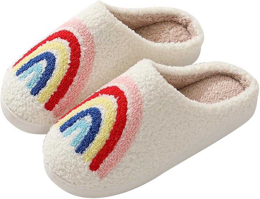 Fluffy Slippers Women Men, Ladies Comfy Warm Plush Slippers, Fuzzy Christmas Slippers Non-Slip Cozy House Slippers for Indoor Outdoor