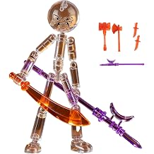 Collectable Posable Stickman Invincible Action Figures Set, with Multi-Jointed Mobility, Stop Motion Toy Figures, Full Body Mechanical Doll, Full Body Poseability, for Kids, Hobbyists (I)