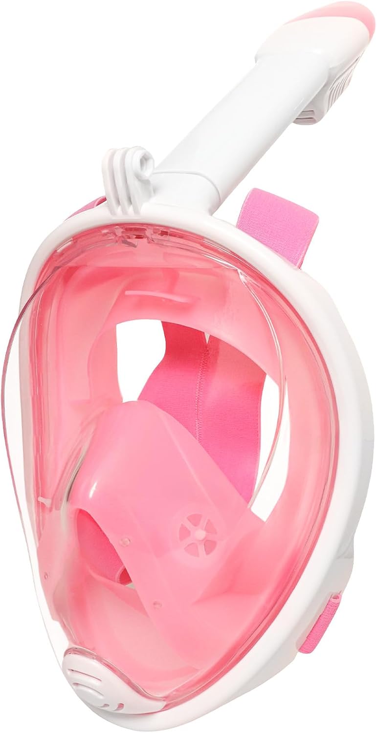 Jsdoin Snorkel Mask Full Face,180°view Design - Anti-fog, Anti-leak Technology - Sports Camera Compatible - for a Safe Adults and Kids Snorkeling Experience