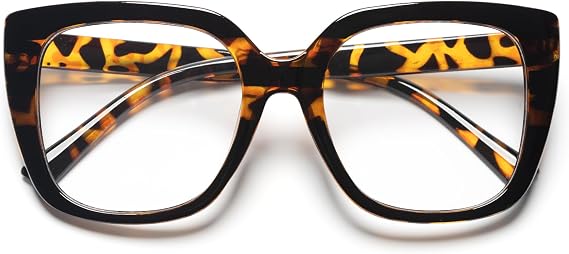 Oversized Square Reading Glasses Women Men, Large Frame Stylish Anti Blue Light Computer Readers, Fashion Anti Glare Reading Eyeglasses