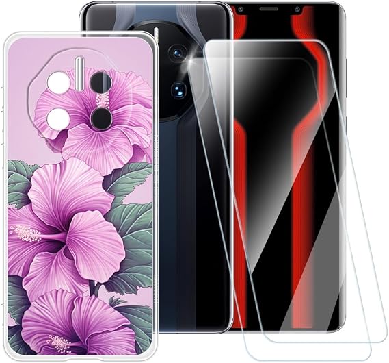Tempered Glass and Case for Mate 50 RS - Flower 4