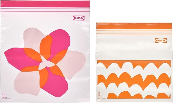 Ikea ISTAD kilitlenebilir buzdolabı poşeti, pembe-turuncu, 2,5 lt ve 1,2 lt, 50 adet