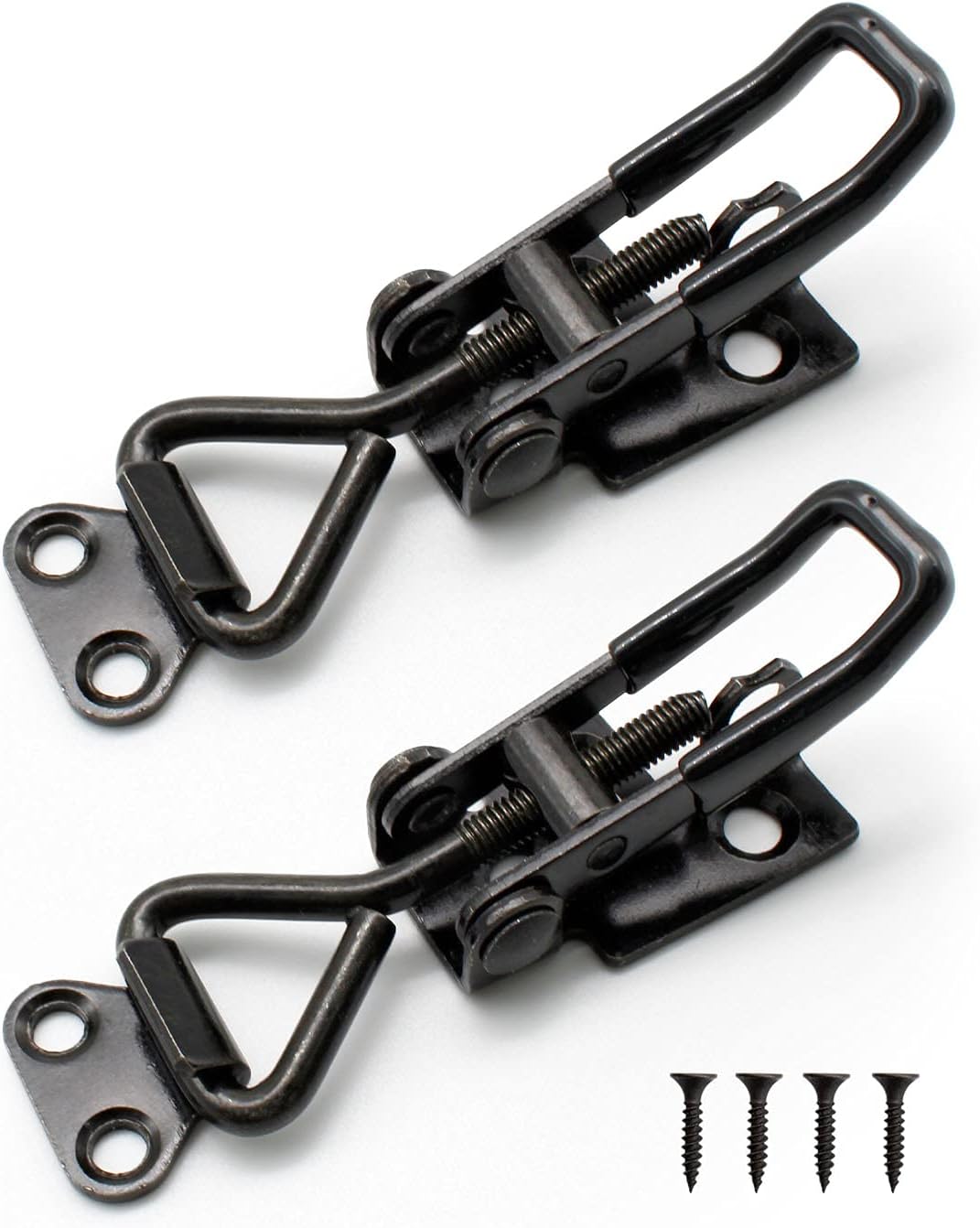 Stainless Steel Toggle Clamps, TIANLIN 2 Pieces Black Toggle Latches, Adjustable Catches and Latches, 100kg220lbs Holding Capacity Clasp Closure, for All Kinds of Boxes and Closets