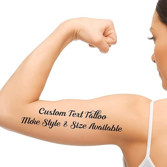 Custom Temporary Tattoo with Personalized Text Name, Fake Tattoo Sticker for Women and Men adult (7" length)