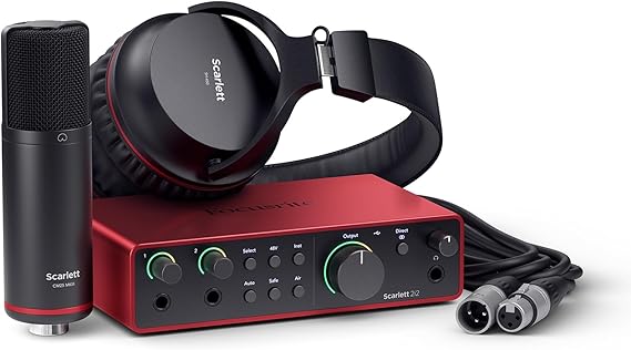 Focusrite Scarlett 2i2 Studio 4th Generation USB Audio Interface Bundle for Songwriters, with Condenser Microphone and Headphones, for Recording, Streaming, and Podcasting