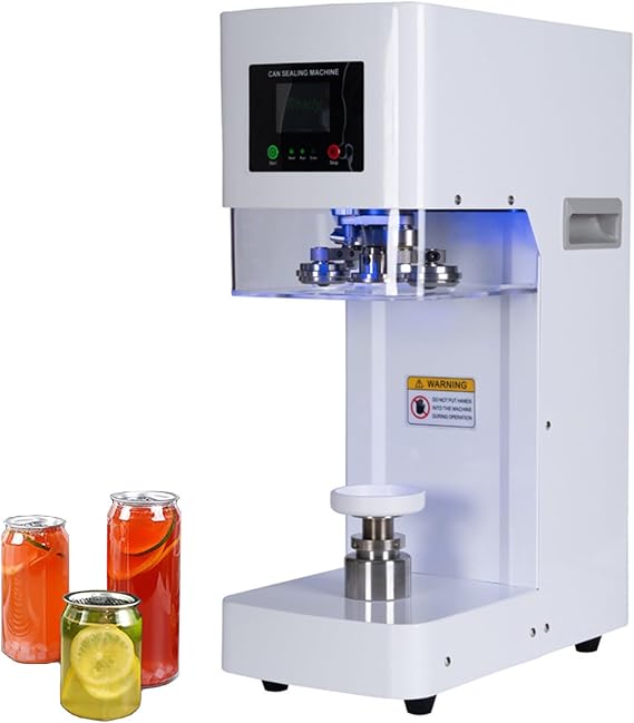 Fully Automatic Can Sealer Machine, 320W Commercial Automatic Cup Sealing Machine, Glass Plastic Tin Can Cup Can Sealer with Counter & LCD Display, Dia 2.17In Height 3.6In & 4.5In & 6.69In(White)