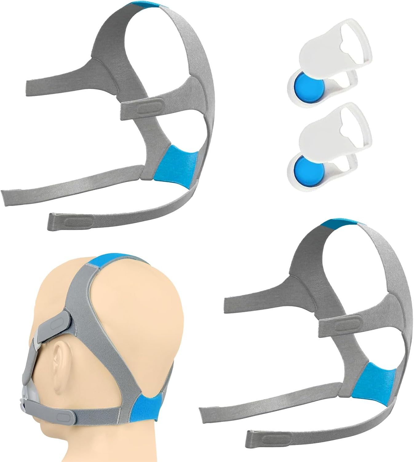 RespWave 2 Pack Replacement Headgear for F20 Full Face Mask, Replacement CPAP Mask Headgear for ResMed AirfitAirTouch F20 Large 2 Headgear  4 Magnet Clips