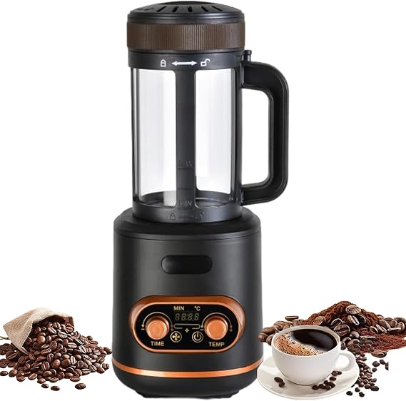 Coffee Roaster Machine 2400W, 300g Hot Air Coffee Bean Roaster with Timer & Adjustable Temperature, Automatic Cooling, Glass Viewing Chamber for Home & Café