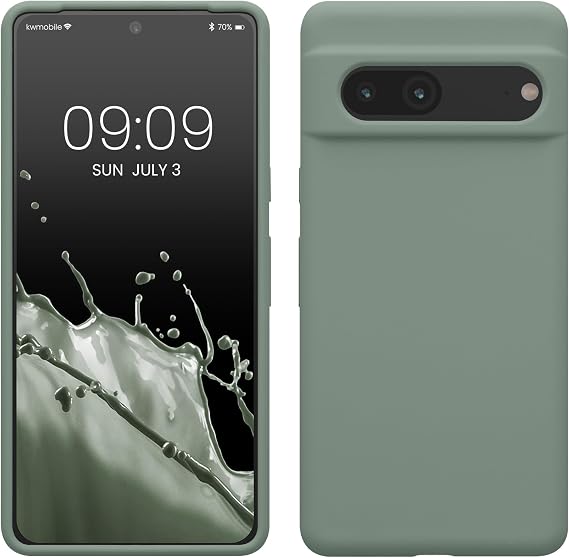 kwmobile Case Compatible with Google Pixel 7 Case - TPU Silicone Phone Cover with Soft Finish - Rainwashed Green
