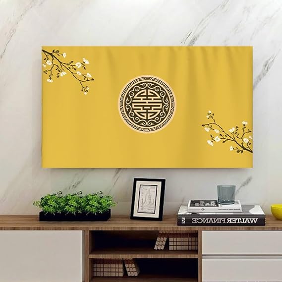 Hiseng TV Protector Cover, Dust TV Screen Monitor Screen Cover 22-75 inch All-Inclusive Dust-Proof TV/PC Display Protector Indoor Living Room Decoration Dust Cover (43 inch,yellow)