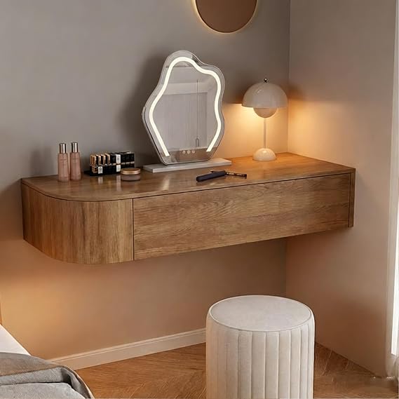 Floating Vanity Desk Wall Mounted Makeup Table with Large Storage Drawers