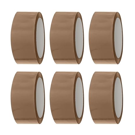 ANSIO Brown Packing Tape 6 Rolls (48mm x 60m) - Durable Parcel Sealing Tape for Packing Boxes, Secure Packaging for Moving House