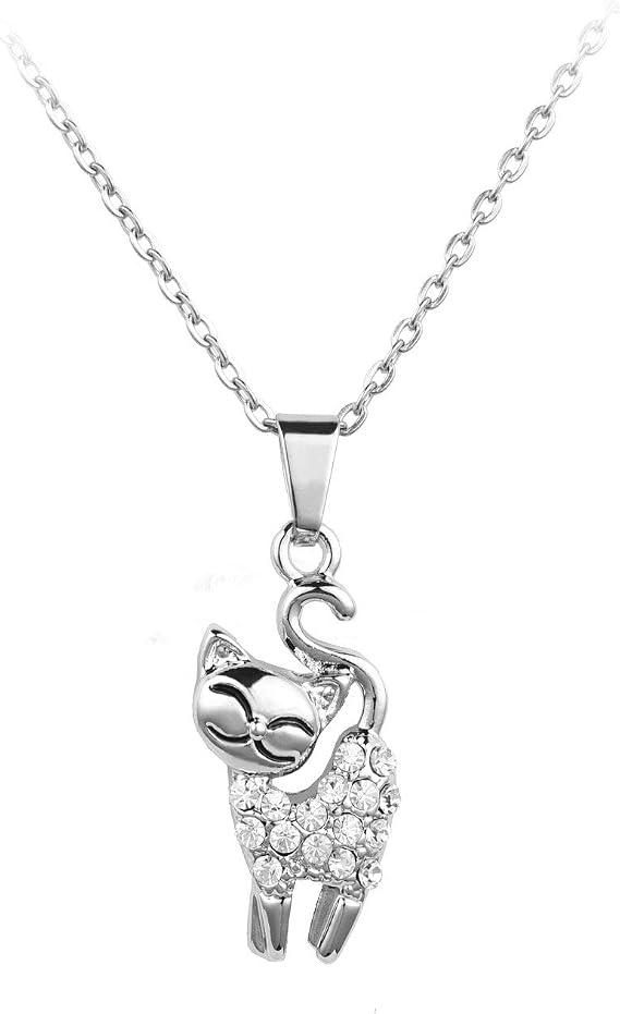 MiniJewelry Kitty Kitten Cat Pendant Necklace for Women Jewellery Cubic Zirconia Animal Pets Birthday Christmas Mother's Day Family Sisters