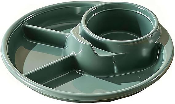 Divided Plates, Reusable Plastic Tray Round Plate Dish Tray, Portion Control Divided Plate, Unbreakable Plastic Plates for Home, Camping, Parties, Microwave Safe
